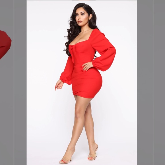 Fashion Nova Red Sweet Sayings Long Sleeved Mini Dress, Size M, Also Fits S, NWT - Picture 4 of 6